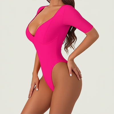 V-Neck Short Sleeve Bodysuit