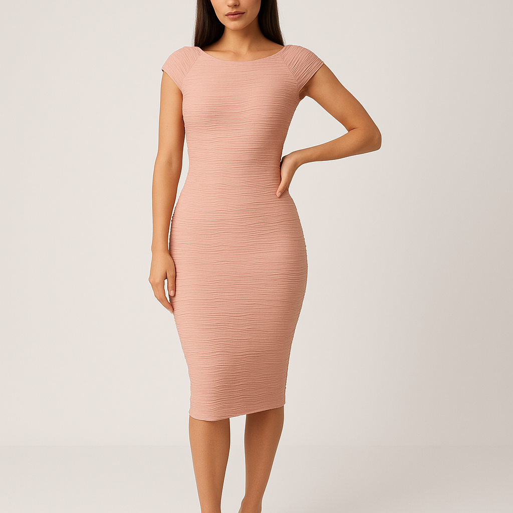 Stretchy Striped Round Neck Dress