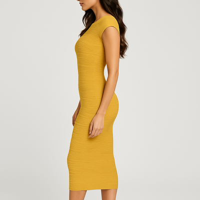 Stretchy Striped Round Neck Dress