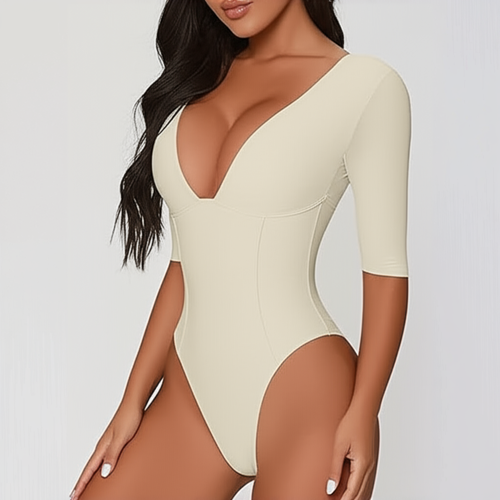 V-Neck Short Sleeve Bodysuit