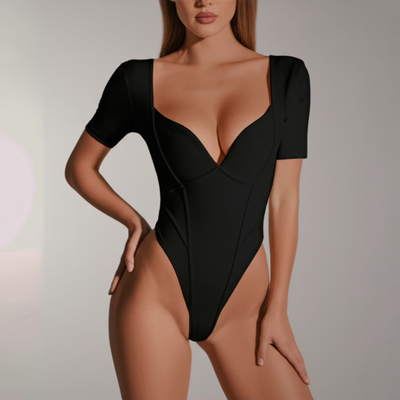 V-Neck Short Sleeve Bodysuit