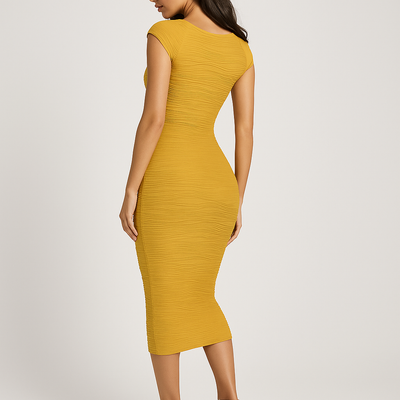 Stretchy Striped Round Neck Dress