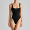 Ribbed Wide Strap Square Neck Bodysuit